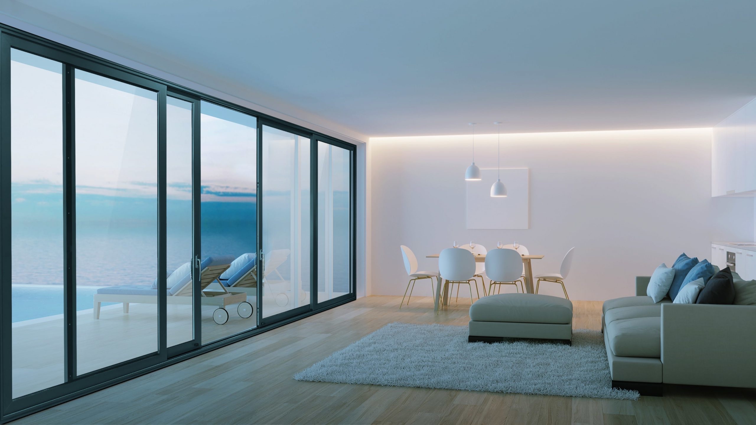 ლუქს ინტერიერი ალუმინის სლაიდინგ კარებით, ზღვის ხედით, Karfanjara Hilux